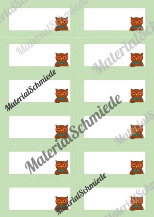 Etiketten für die Eulenklasse (Arbeitsblatt 04)