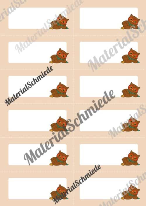Etiketten für die Eulenklasse (Arbeitsblatt 05)