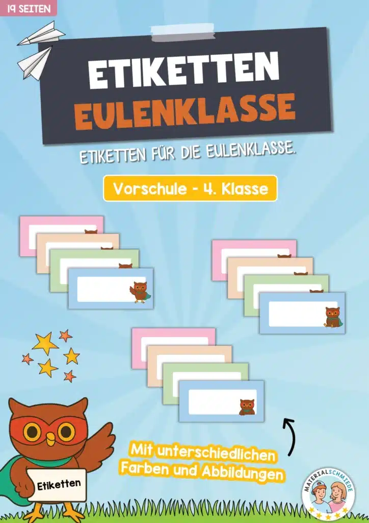 Etiketten für die Eulenklasse