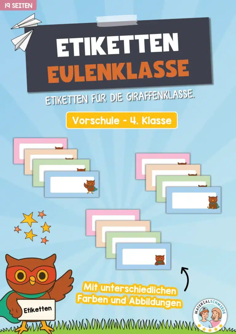 Etiketten für die Eulenklasse
