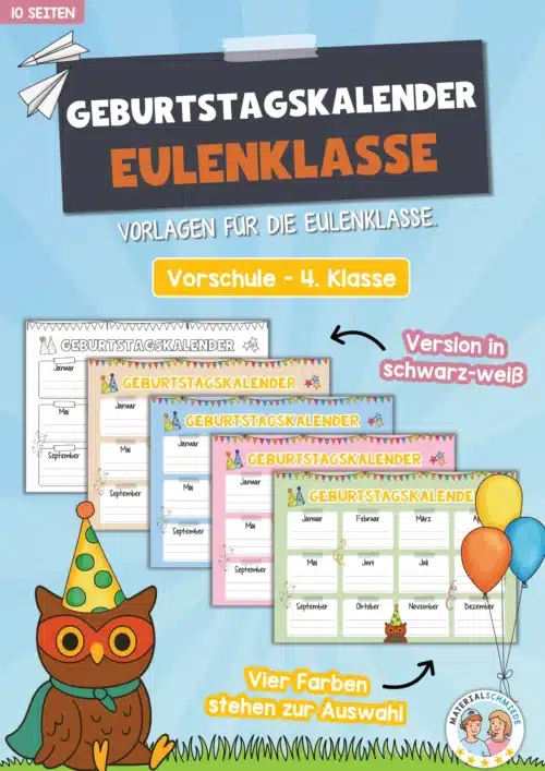 Geburtstagskalender für die Eulenklasse