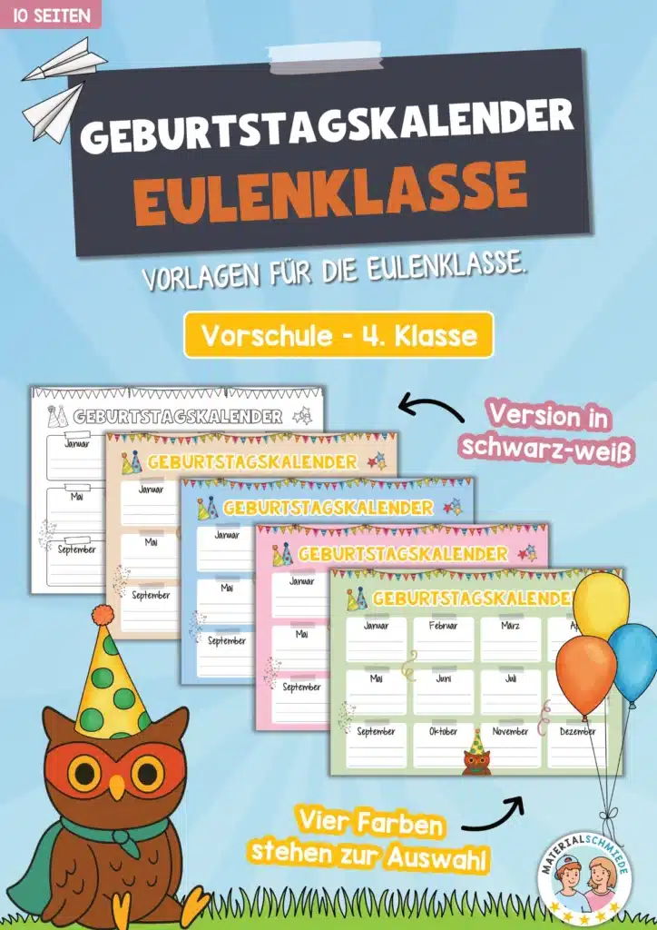 Geburtstagskalender für die Eulenklasse