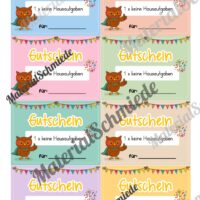 Gutscheine für die Eulenklasse (Arbeitsblatt 03)