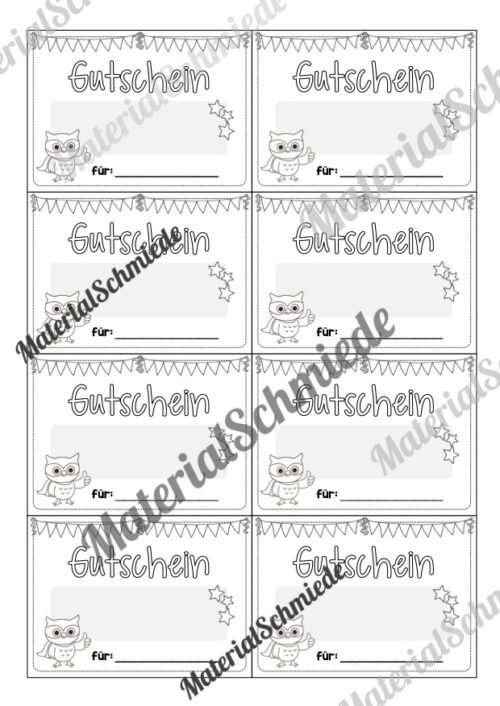 Gutscheine für die Eulenklasse (Arbeitsblatt 06)