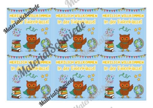 Begrüßungs-Kärtchen für die Eulenklasse (Arbeitsblatt 02)