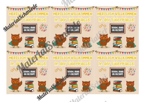 Begrüßungs-Kärtchen für die Eulenklasse (Arbeitsblatt 05)