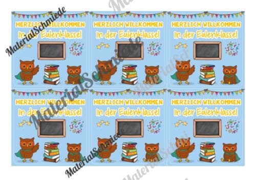 Begrüßungs-Kärtchen für die Eulenklasse (Arbeitsblatt 06)