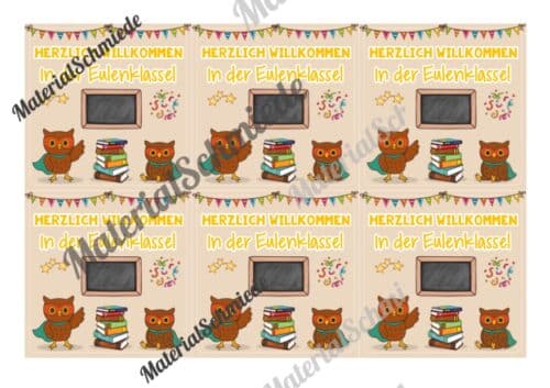 Begrüßungs-Kärtchen für die Eulenklasse (Arbeitsblatt 07)