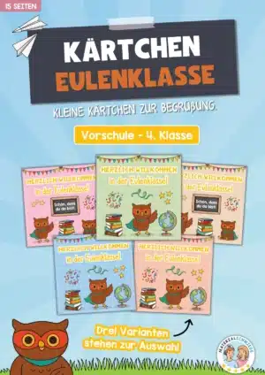 Begrüßungs-Kärtchen für die Eulenklasse