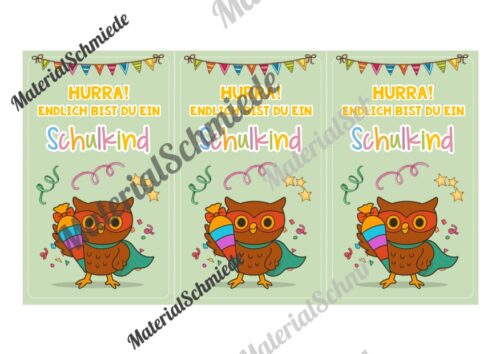 Karten zur Einschulung für die Eulenklasse (Arbeitsblatt 05)