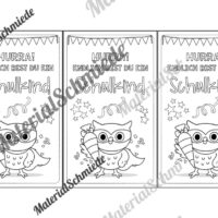 Karten zur Einschulung für die Eulenklasse (Arbeitsblatt 11)