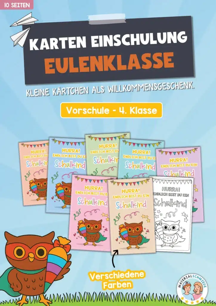 Karten zur Einschulung für die Eulenklasse