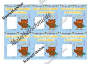 Geschenk-Kärtchen für die Eulenklasse (Arbeitsblatt 02)