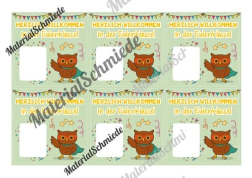 Geschenk-Kärtchen für die Eulenklasse (Arbeitsblatt 04)