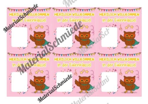 Geschenk-Kärtchen für die Eulenklasse (Arbeitsblatt 05)