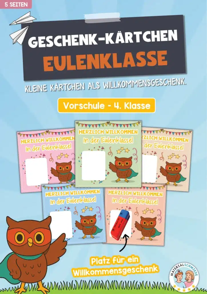 Geschenk-Kärtchen für die Eulenklasse
