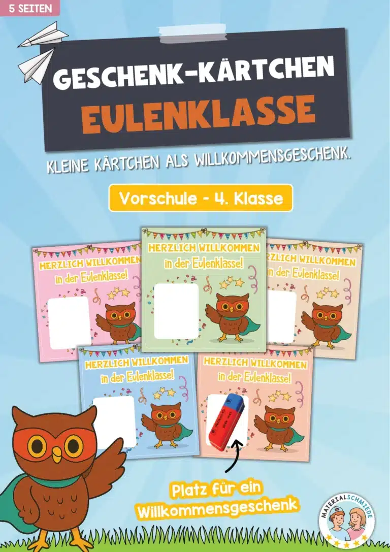 Geschenk-Kärtchen für die Eulenklasse