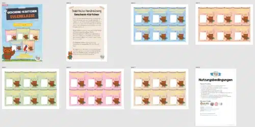 Geschenk-Kärtchen für die Eulenklasse (Überblick)