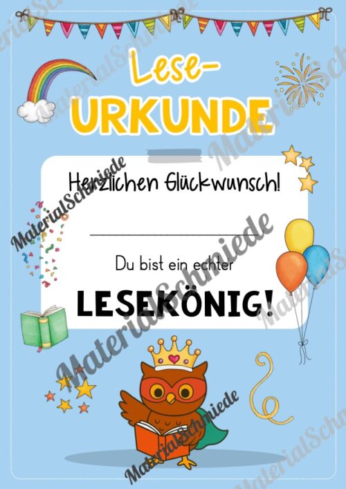 Lesepass & Leseurkunde für die Eulenklasse (Arbeitsblatt 06)