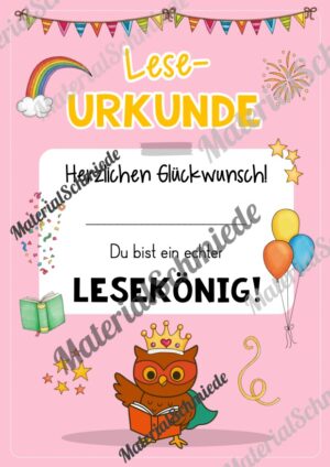 Lesepass & Leseurkunde für die Eulenklasse (Arbeitsblatt 07)