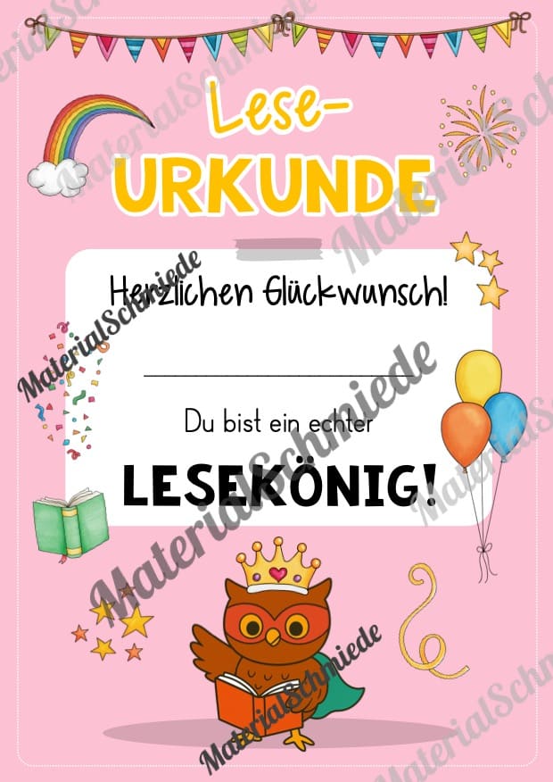 Lesepass & Leseurkunde für die Eulenklasse (Arbeitsblatt 07)