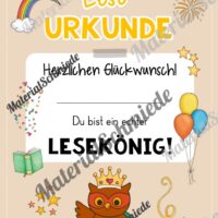 Lesepass & Leseurkunde für die Eulenklasse (Arbeitsblatt 09)