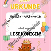 Lesepass & Leseurkunde für die Eulenklasse (Arbeitsblatt 10)