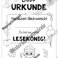 Lesepass & Leseurkunde für die Eulenklasse (Arbeitsblatt 14)