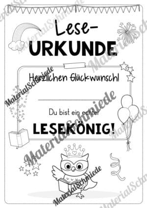 Lesepass & Leseurkunde für die Eulenklasse (Arbeitsblatt 14)