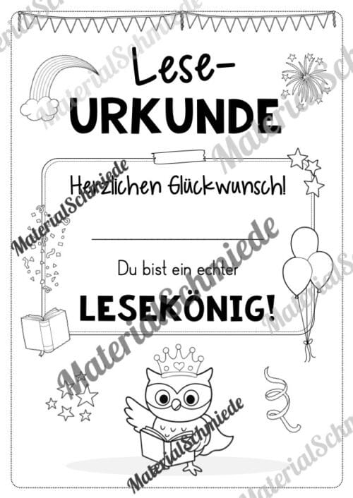 Lesepass & Leseurkunde für die Eulenklasse (Arbeitsblatt 14)