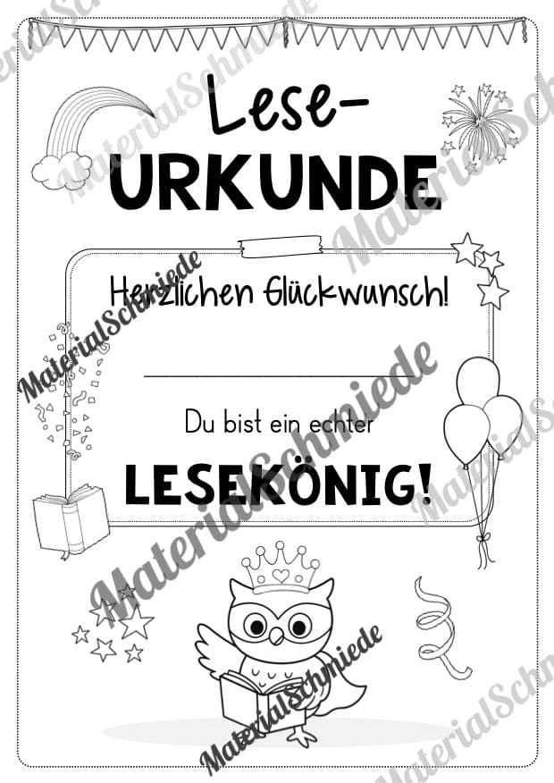 Lesepass & Leseurkunde für die Eulenklasse (Arbeitsblatt 14)