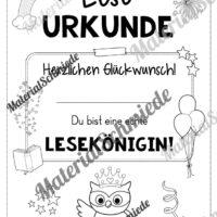 Lesepass & Leseurkunde für die Eulenklasse (Arbeitsblatt 15)