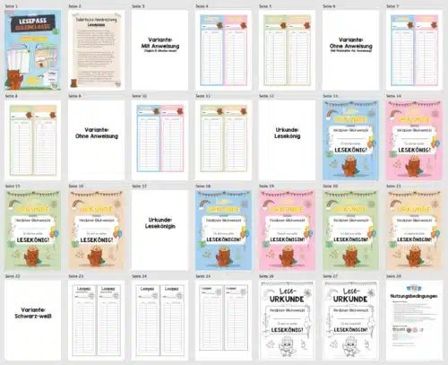 Lesepass & Leseurkunde für die Eulenklasse (Überblick)