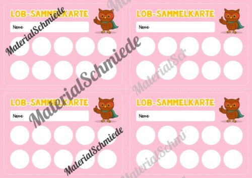 Lob-Sammelkarten für die Eulenklasse (Arbeitsblatt 03)