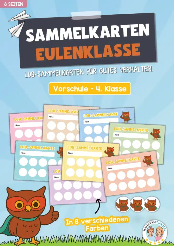 Lob-Sammelkarten für die Eulenklasse