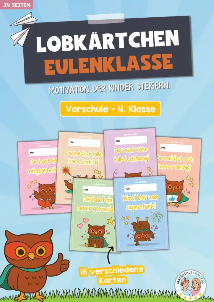 Lobkärtchen für die Eulenklasse