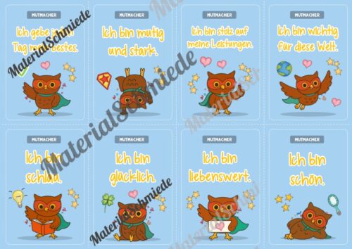 Motivationskarten für die Eulenklasse (Arbeitsblatt 02)