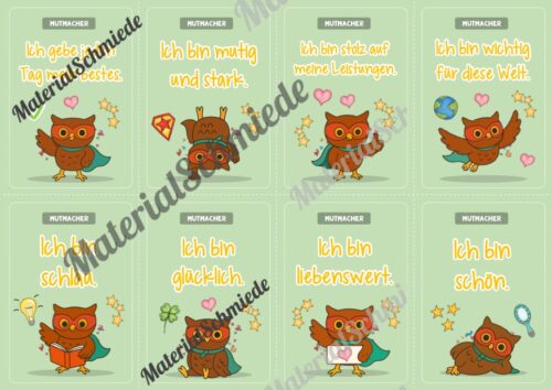 Motivationskarten für die Eulenklasse (Arbeitsblatt 06)