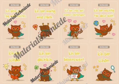 Motivationskarten für die Eulenklasse (Arbeitsblatt 07)
