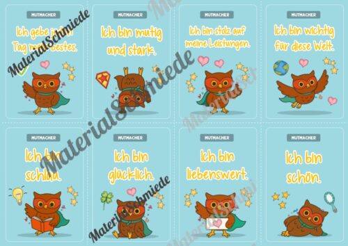 Motivationskarten für die Eulenklasse (Arbeitsblatt 08)