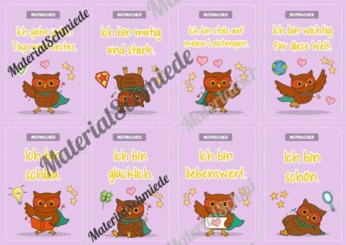 Motivationskarten für die Eulenklasse (Arbeitsblatt 09)