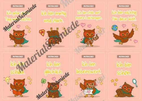 Motivationskarten für die Eulenklasse (Arbeitsblatt 10)