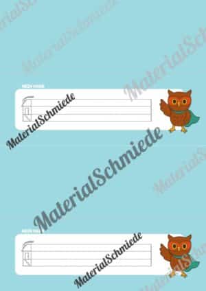 20 Namensschilder für die Eulenklasse (Arbeitsblatt 04)