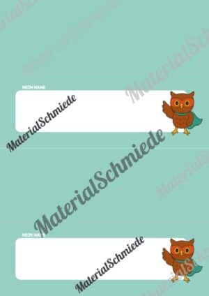 20 Namensschilder für die Eulenklasse (Arbeitsblatt 11)
