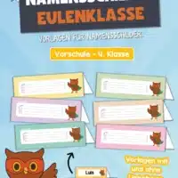 20 Namensschilder für die Eulenklasse (Aufsteller)