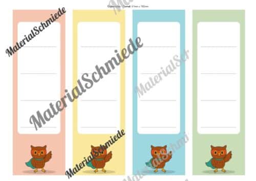 Ordnerrücken für die Eulenklasse (Arbeitsblatt 02)