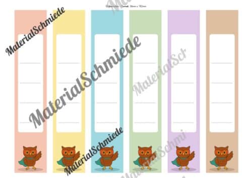 Ordnerrücken für die Eulenklasse (Arbeitsblatt 08)