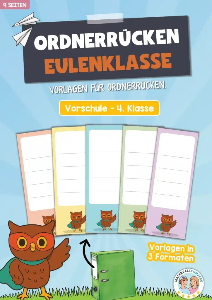 Ordnerrücken für die Eulenklasse (3 Formate)