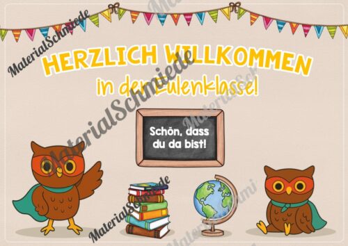 Willkommensplakate für die Eulenklasse (Arbeitsblatt 02)