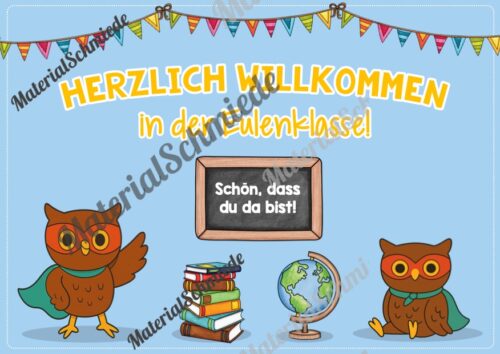 Willkommensplakate für die Eulenklasse (Arbeitsblatt 03)